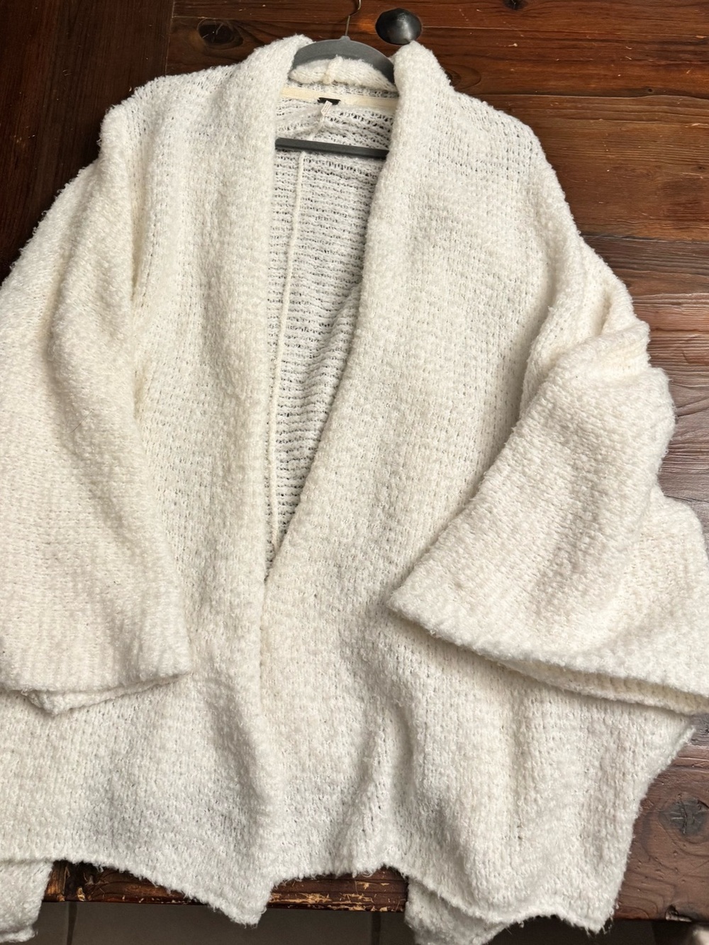 Free People Cream Bouclé Open-Front Cardigan